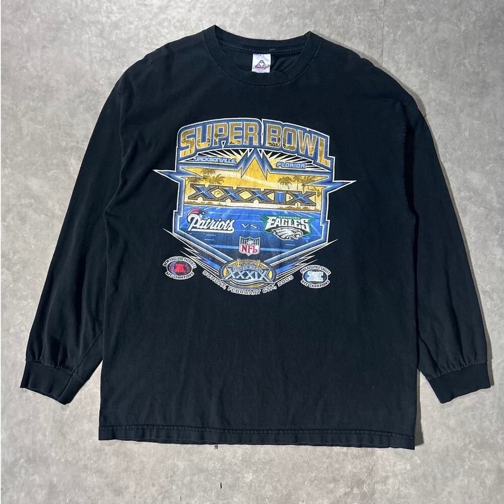 2005 Vintage New England Patriots Philadelphia Eagles Super Bowl 39 Shirt -XL